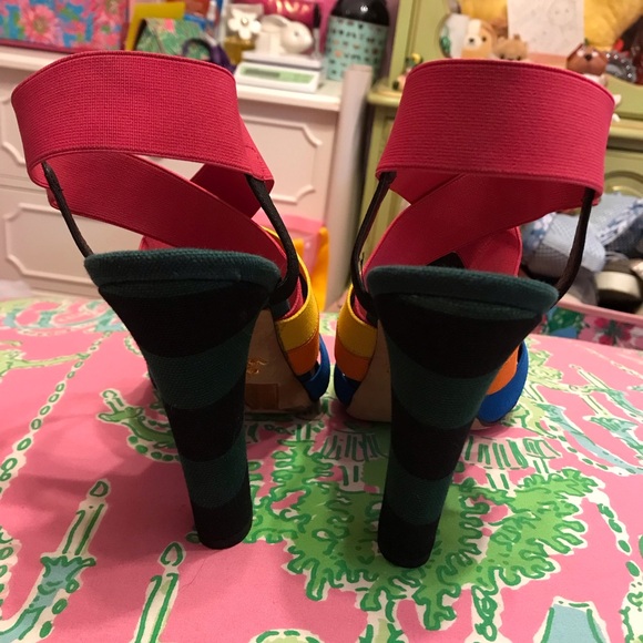 Prada rainbow multicolor elastic heels size 37.5 - Picture 4 of 6